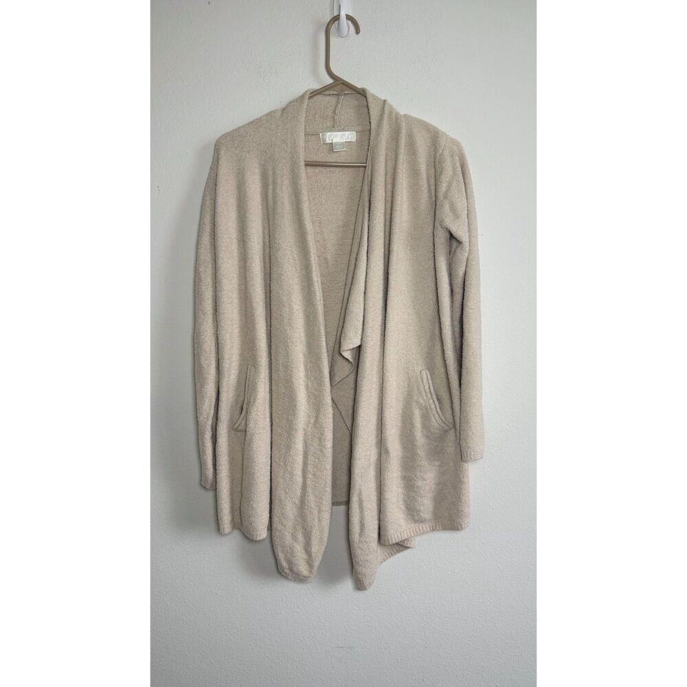 Barefoot Dreams CozyChic Lite Women’s Beige Open Front Draped Cardigan Sweater